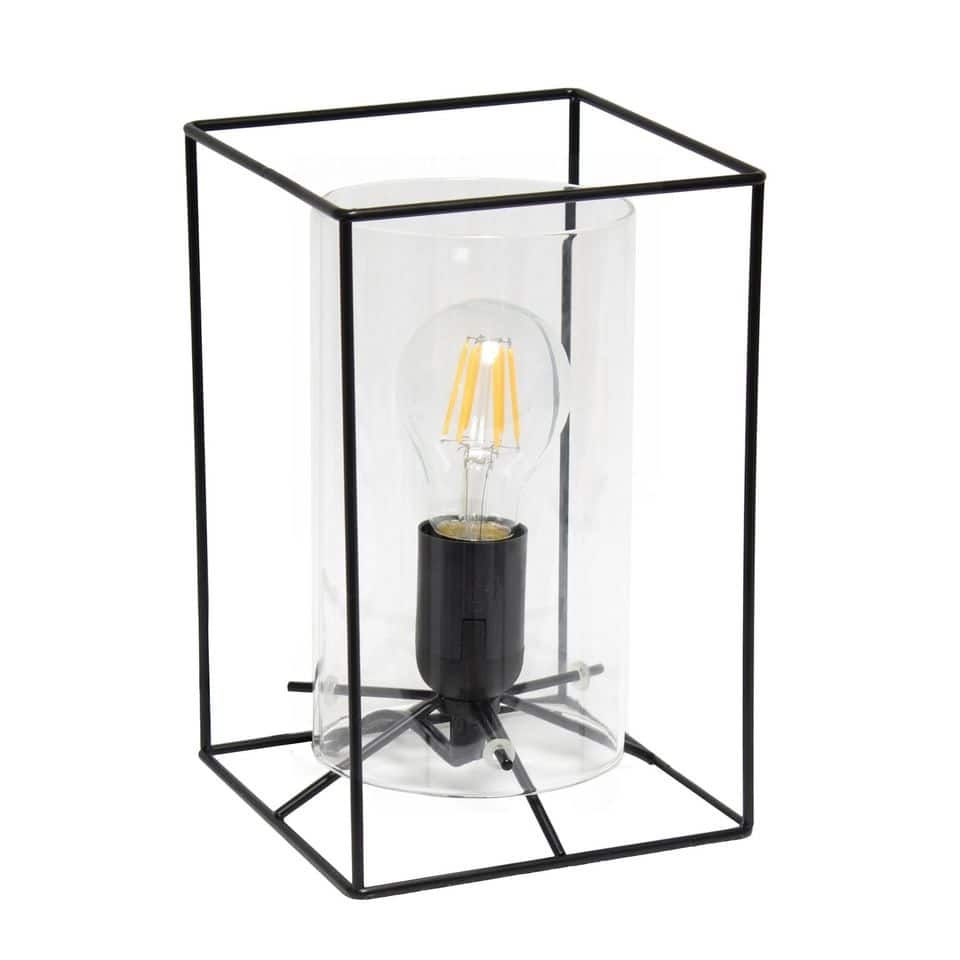 Lalia Home Framed Table Lamp with Clear Cylinder Glass Shade