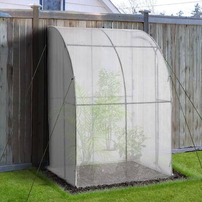 Outsunny Walk-In Space-Saving Mini Greenhouse for Outdoors with Strong Reinforced PE Cover, Pop-Up Greenhouse Tent White