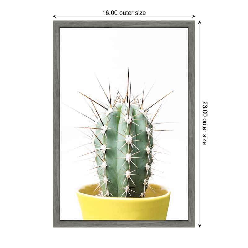 Spikey Cactus by Kathrin Pienaar Framed Canvas Wall Art Print - Sylvie Greywash - 16 x 23 in