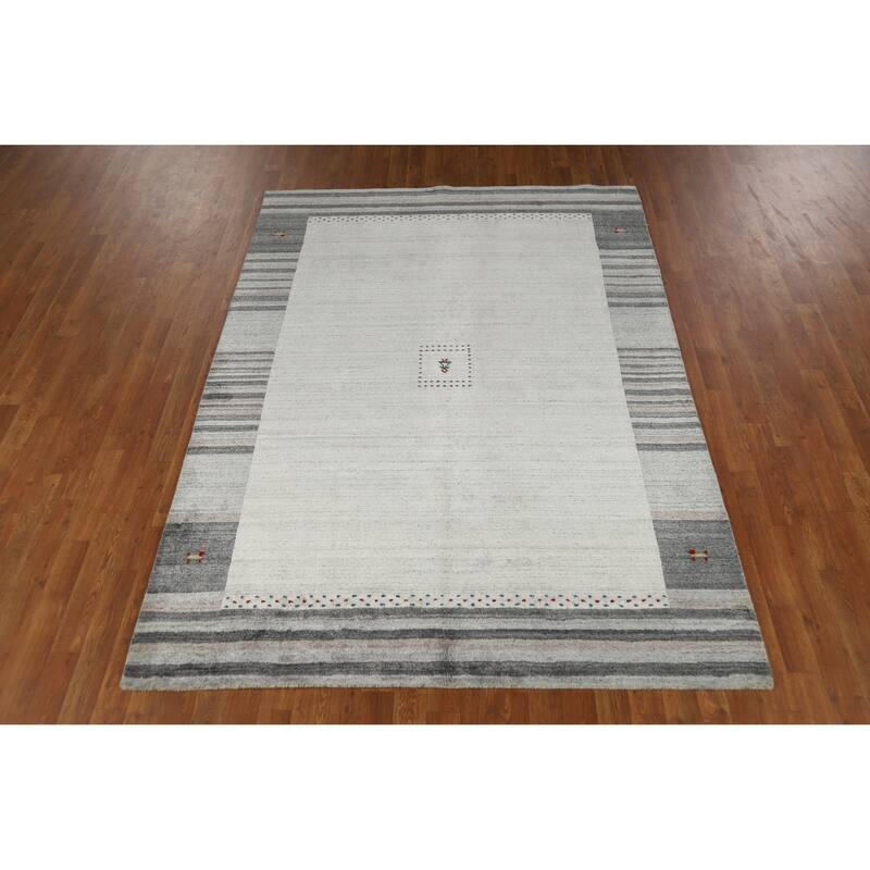 Gabbeh Indian Area Rug Hand-Knotted Wool Carpet - 5'5" x 7'7"
