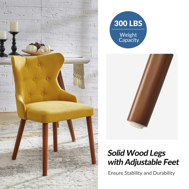 Pedro Mid-century Modern Dining Chair with Solid Wood Leg Set of 4 by HULALA HOME