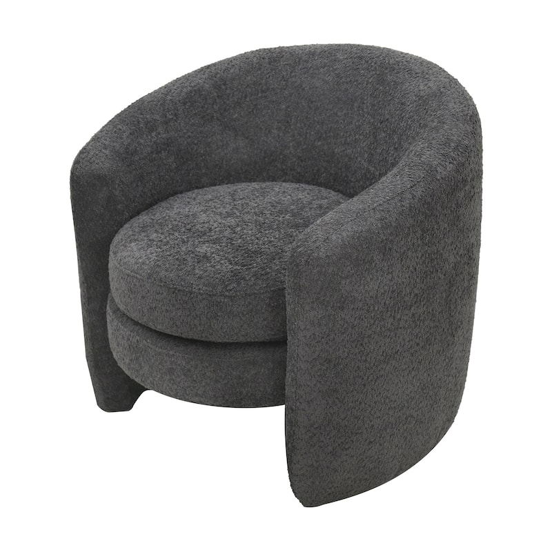 Modern Curved Back Upholstered Accent Chair, Soft Cozy Boucle Fabric, Comfortable Plush Seating, No Assembly Required