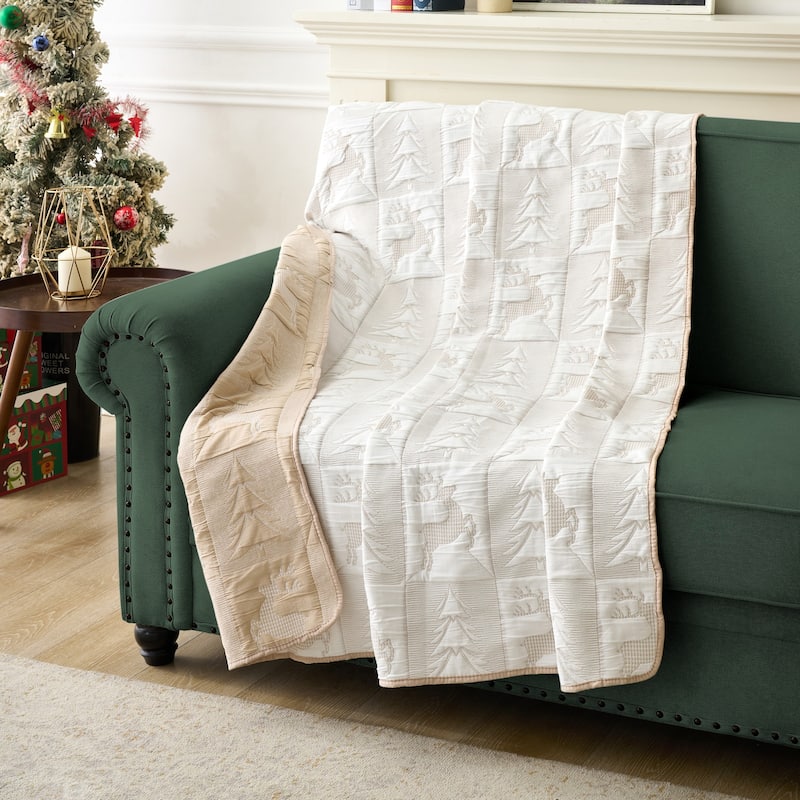 Novelty Holiday Matelasse Style Reversible Throw Blanket