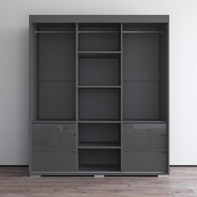Monaco 3-door Modern 71-inch Glass Front Wardrobe