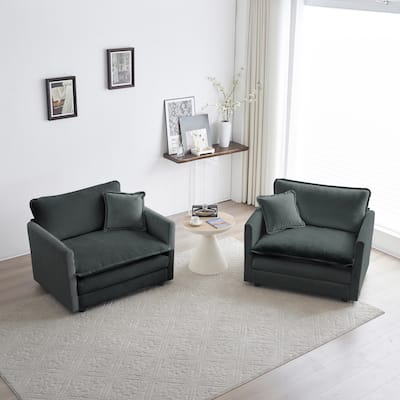 GDFStudio - Lincoln Chenille Upholstered Armchair with Pillow（Set of 2）