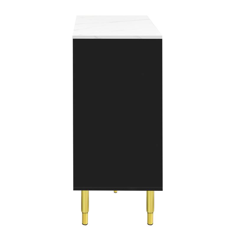 Nestfair Sideboard with Marble Sticker Tabletop and Gold Metal Legs