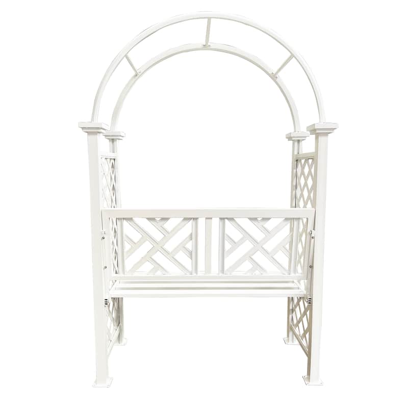 Aluminum Garden Arch with 2-Seater Bench - N/A