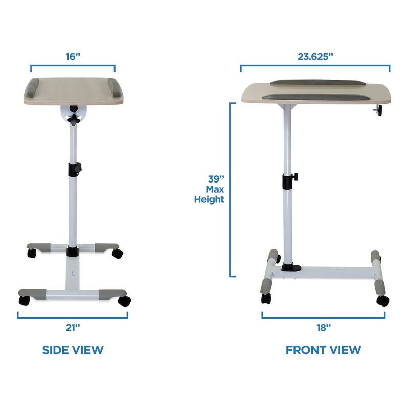 Mount-It! Rolling Laptop Cart, Height Adjustable Bedside Tray With Wheels (MI-7946)