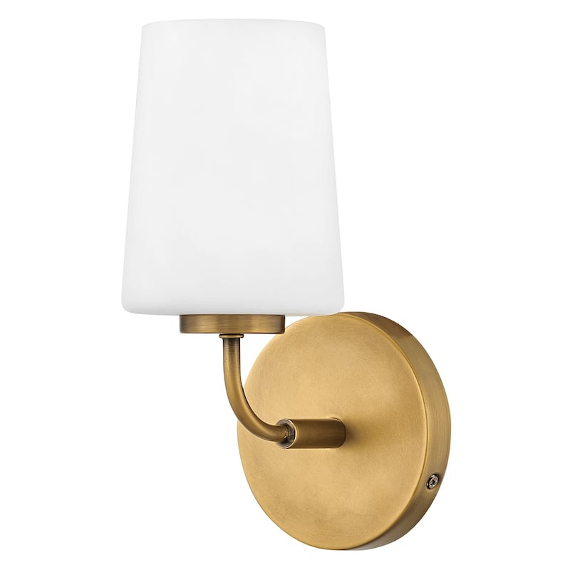 Lark 853450 Kline 11" Tall Bathroom Sconce with Etched Opal Glass - Heritage Brass