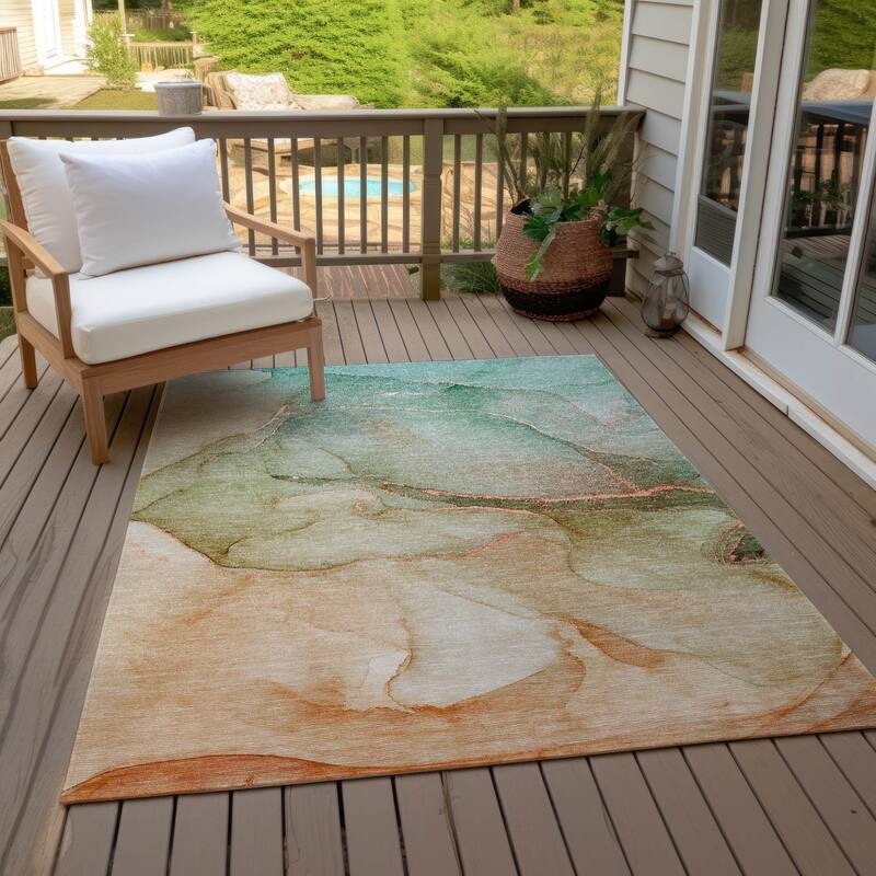 Hava Artistic Abstract Weather Resistant Timeless Fusion Outdoor Rug