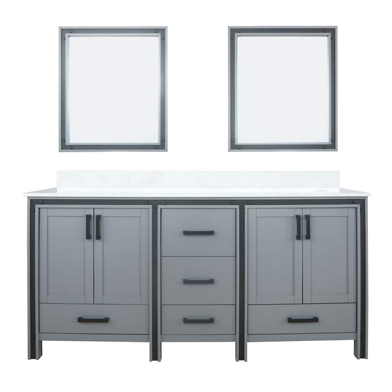 Ziva Bath Vanity, White Quartz Top and Mirrors
