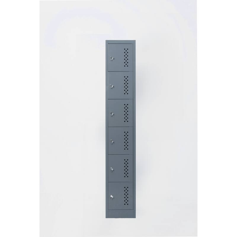 Metal garage storage cabinet, six separate storage compartments - 70.98-inch steel lock cabinet