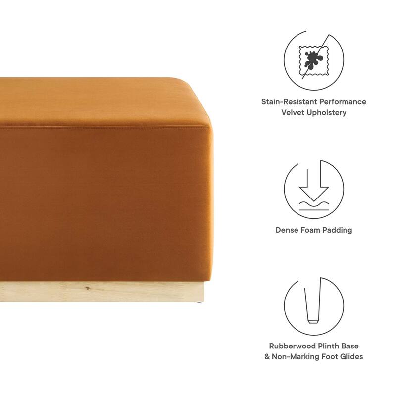 Tilden 17"/28" Square Performance Velvet Upholstered Ottoman