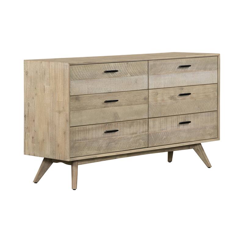 HomeRoots 63" Brown Solid Wood Six Drawer Double Dresser