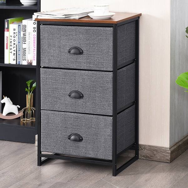 Shop Gymax 3 Drawers Nightstand Side Table Storage Tower Dresser