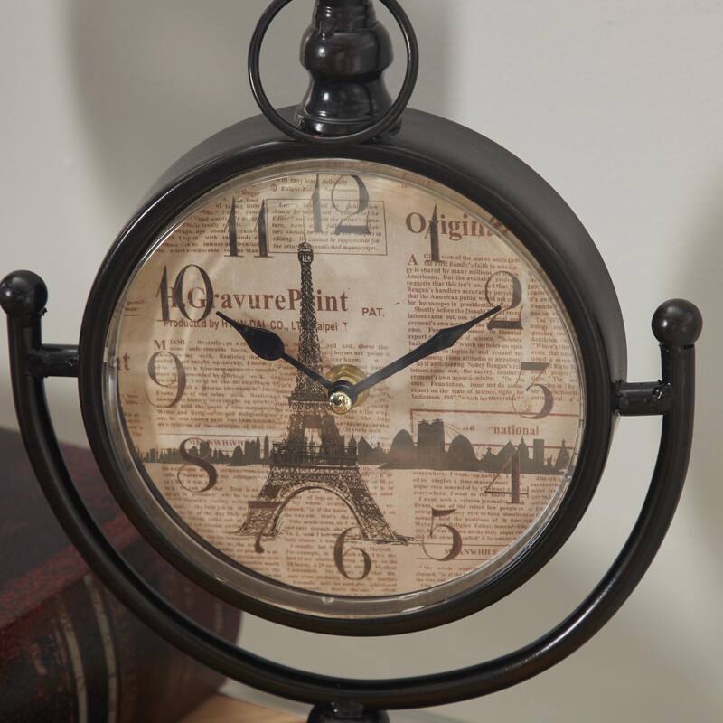 Black Metal Decorative Clock with Swing Stand (Set of 4)