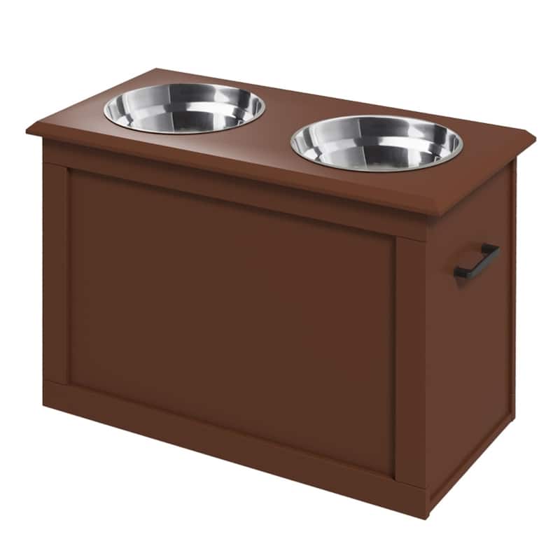 Dog Bowls, Pet Feeding Storage with Hollow Handles - 23.5"L x 11.75"W x 16.25"H