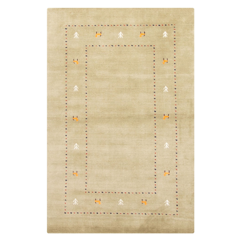ECARPETGALLERY Hand Loomed Kashkuli Gabbeh Olive Wool Rug - 3'8 x 5'8