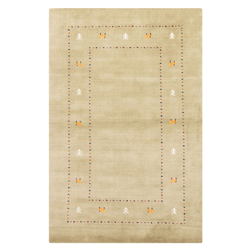 ECARPETGALLERY Hand Loomed Kashkuli Gabbeh Olive Wool Rug - 3'8 x 5'8