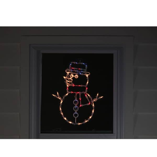 Shop 18 Red And Blue Lighted Snowman Christmas Window Silhouette