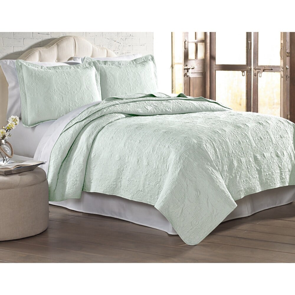 Modern Threads Solid-color Embroidered Quilted 3-piece ...