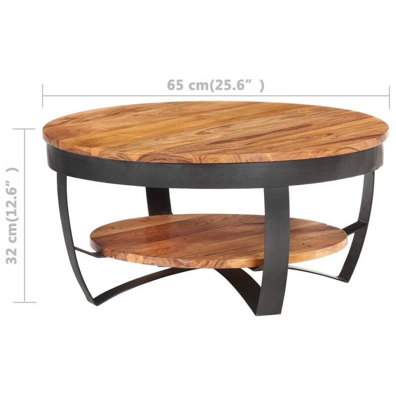 vidaXL Coffee Table 25.6"x25.6"x12.6" Solid Acacia Wood