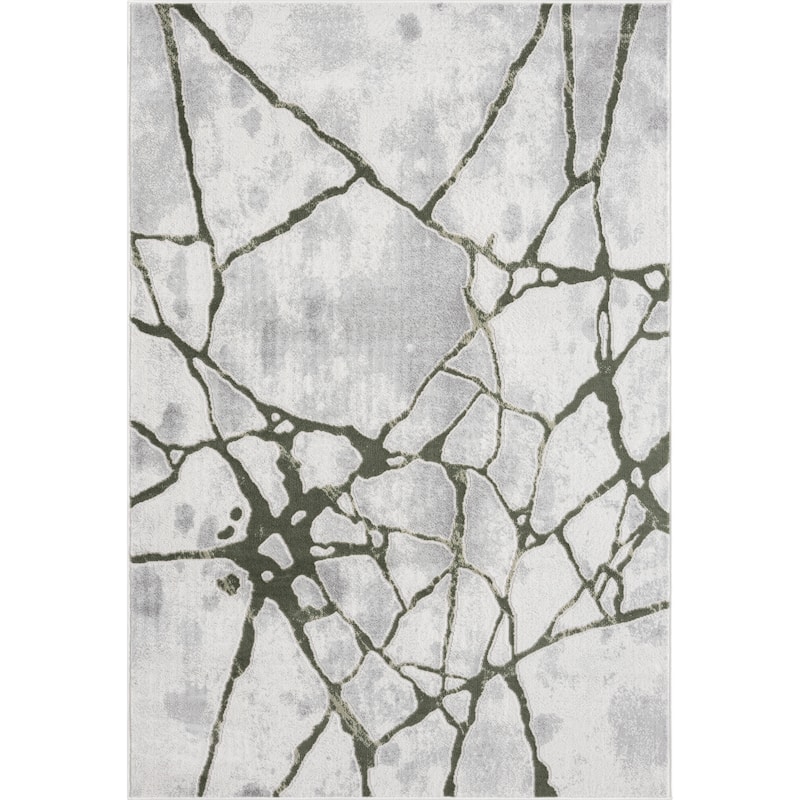 Abani Atlas Collection ATL200B Contemporary Web Grey Green Area Rug