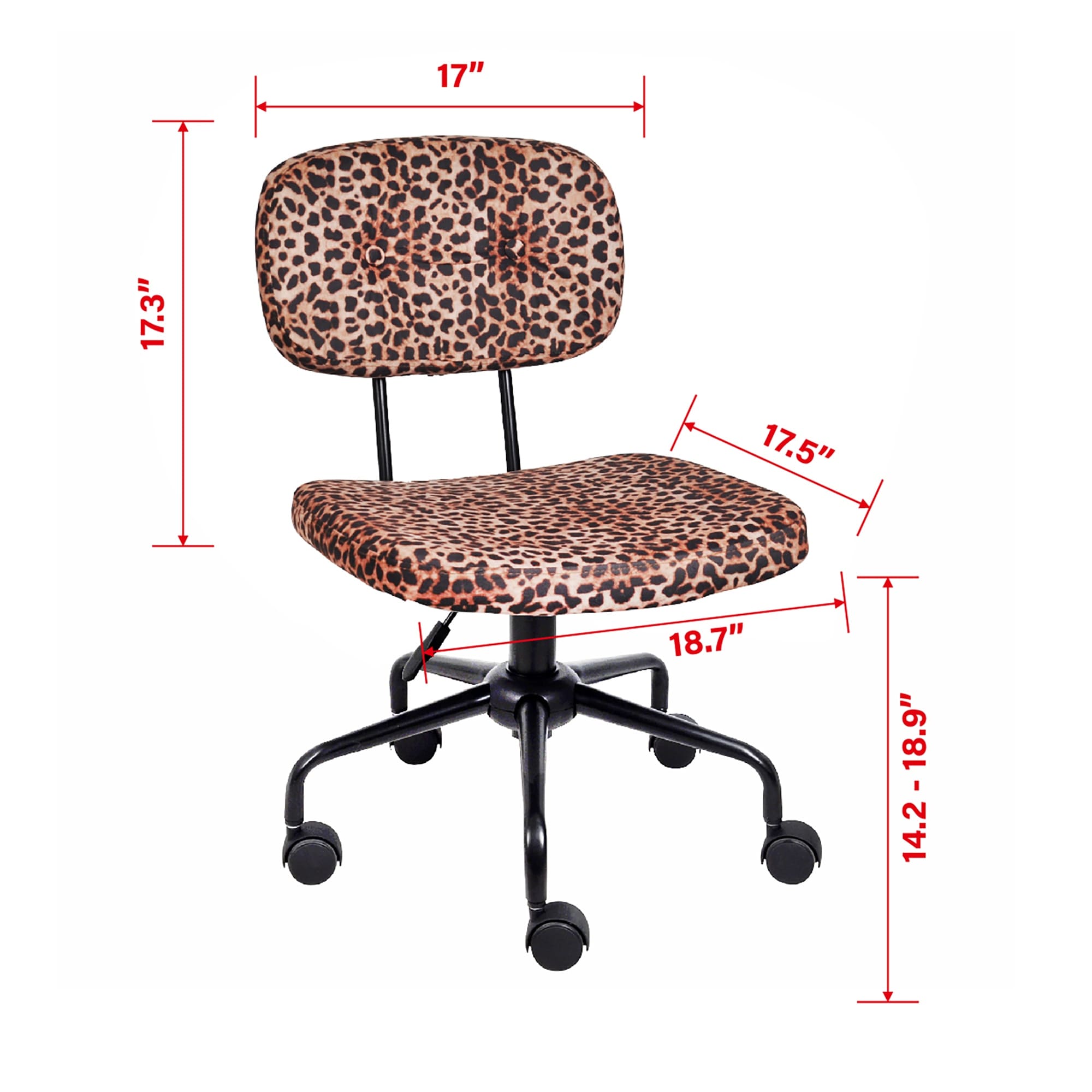 Chair Swivel Cowhide Print Office Chair Armless Swivel Fluffy