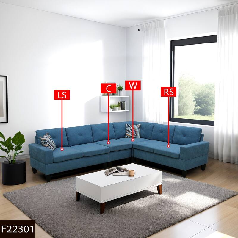 Contemporary 4-Piece L-Shaped Sectional Sofa Set