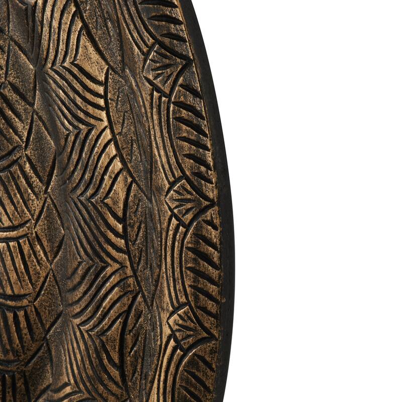 Wooden Floral Carved Wall Decor with Scroll and Leaf Details - Bronze - Roche River Decor