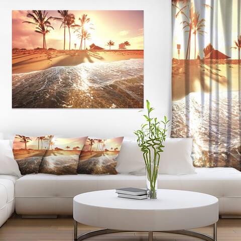 Colorful Tropical Beach with Palms - Modern Beach Canvas Art Print