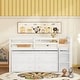 preview thumbnail 4 of 11, Twin Low Loft Bed with Rolling Portable Desk & Shelves, Wood Loft Bed Frame with 4 Drawers for Kids & Teens, Boys, Girls White