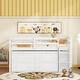 preview thumbnail 1 of 17, Twin Size Loft Bed with Retractable Writing Desk and 4 Drawers, Wooden Loft Bed with Lateral Portable Desk & Shelves White
