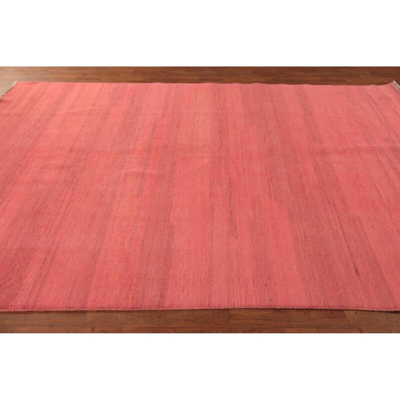Modern Gabbeh Oriental Area Rug Hand-Knotted Pink Wool Carpet - 6'10" x 9'9"
