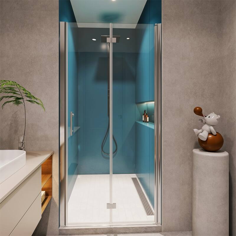 Adjustment Universal Pivot Glass Shower Door with 1/4" Tempered Glass