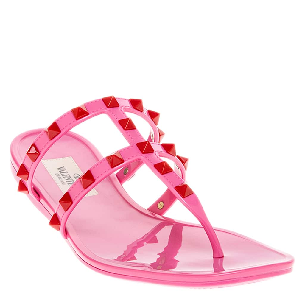 Valentino Rockstud Flat Rubber Sandals