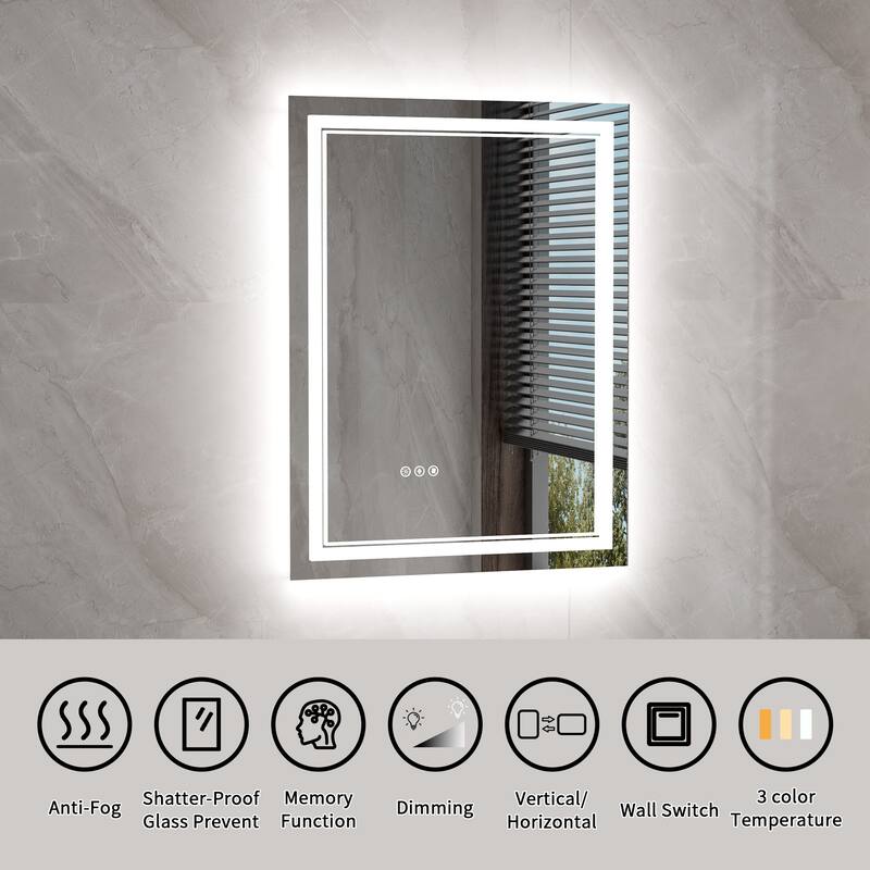 Modland Small Size LED Bathroom Mirror Back & Front Lighted Anti-Fog