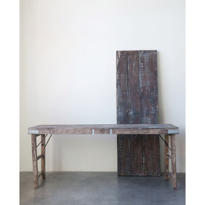Reclaimed Wood Folding Table with Tin Patches (each one will vary)