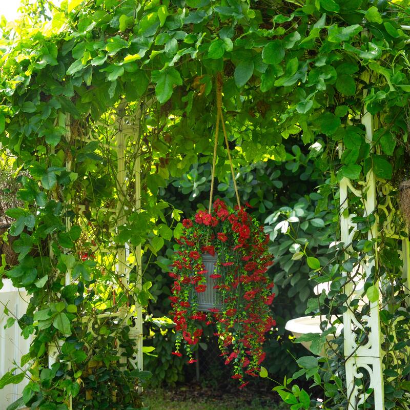 31-in UV Resistant Artificial Daisy Hanging Plant - Set of 6