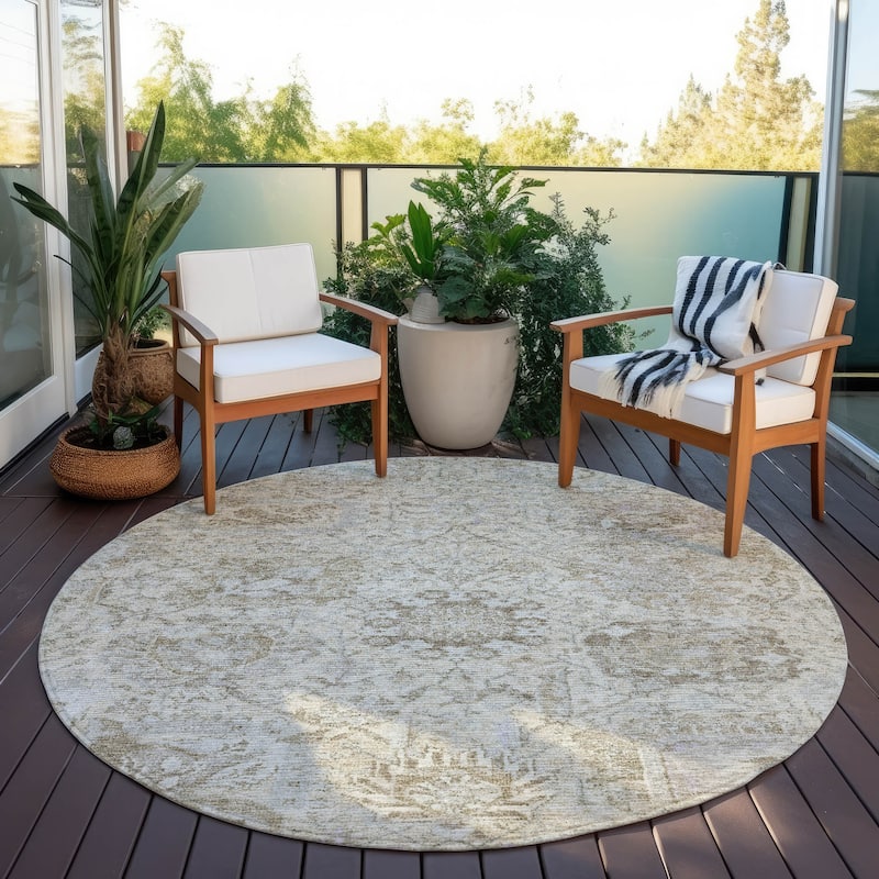Machine Washable Indoor/ Outdoor Vintage Traditional Chantille Rug