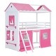 preview thumbnail 22 of 28, [Impression & Beautiful] Twin Size Bunk Wood House Bed with Elegant Windows, Sills and Tent