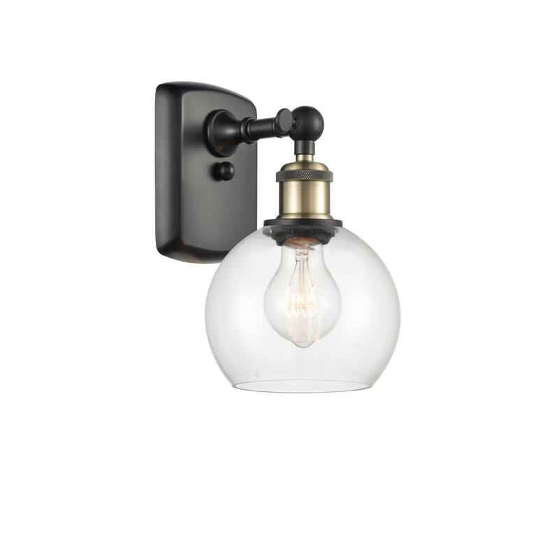 Innovations Lighting 516-1W-9-6 Athens Sconce Athens 9" Tall Wall - Black Antique Brass / Clear