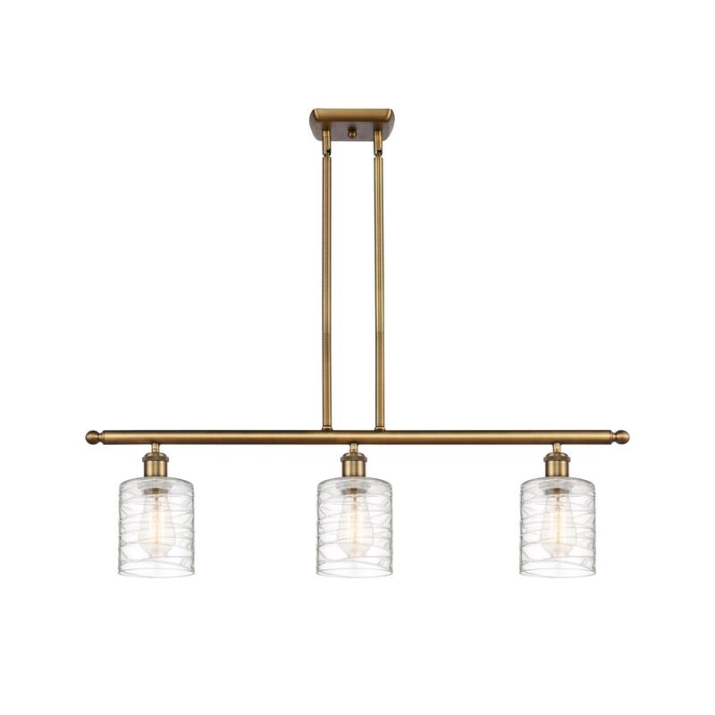 Innovations Lighting 516-3I-10-36 Cobbleskill Linear Cobbleskill 3 - Brushed Brass / Deco Swirl