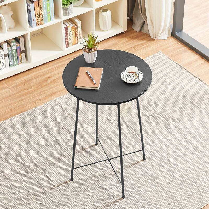 35.4'' High Round Bar Table, Industrial Style Wood Top Bistro Pub