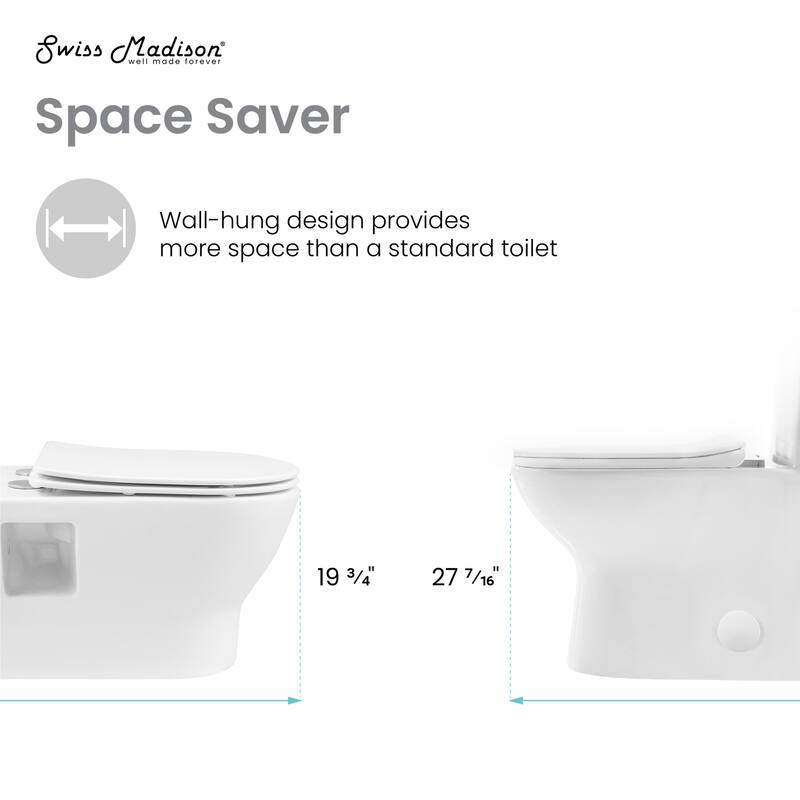 Swiss Madison SM-WT475 Ivy Wall Mounted Elongated Toilet Bowl Only -