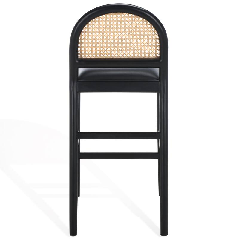 SAFAVIEH Couture Laylie Rattan And Leather 26-inch Counter Stool - 16"W x 20"D x 37"H