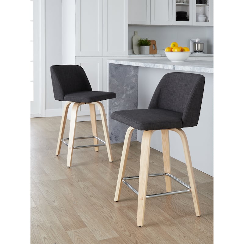 Carson Carrington Vallberga 24" Counter Stool with Natural Wood Base (Set of 2)