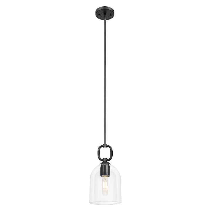 Innovations Lighting Downtown Urban - Hudson - 1 Light 6" Stem Hung Mini Pendant with Bell Shade - Clear Shade/Matte Black