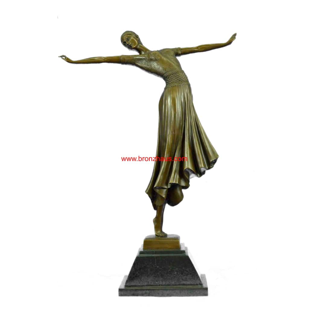 Signed Bronze Art Nouveau Deco Chiparus Statue Figurine Sculpture Art Figure