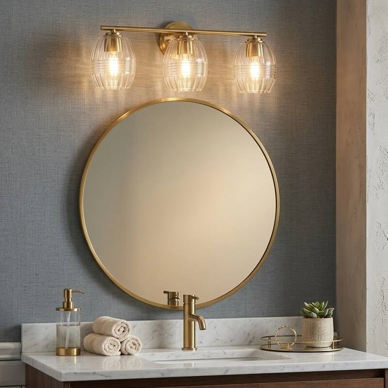 Lunix Three-Light Bathroom Vanity Fixture with Clear Glass Shades